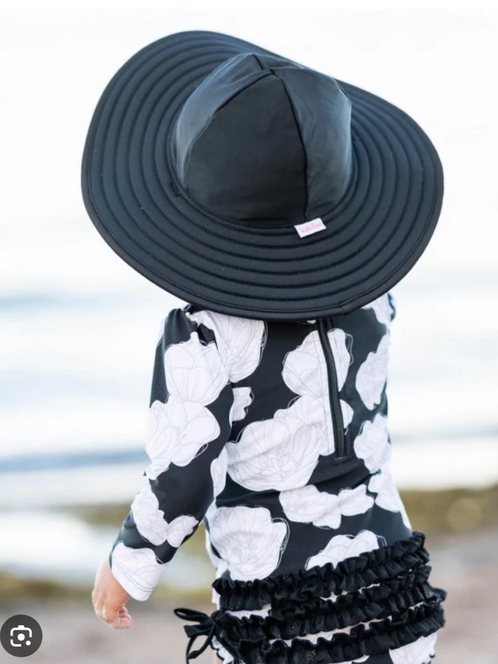 Ruffle Butts Black Swim Sun Hat Toddler